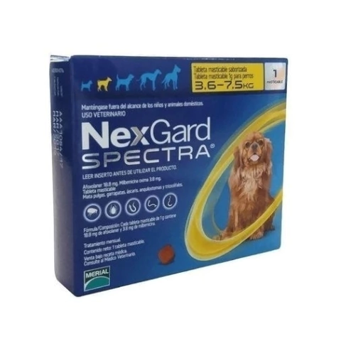 Anti pulgas, garrapatas y parásitos internos NexGard-Spectra 3.5kg a 7.5kg $25.000 - comprar online