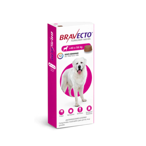 Anti-pulgas y garrapatas Bravecto 40kg a 56kg $65.500 - comprar online