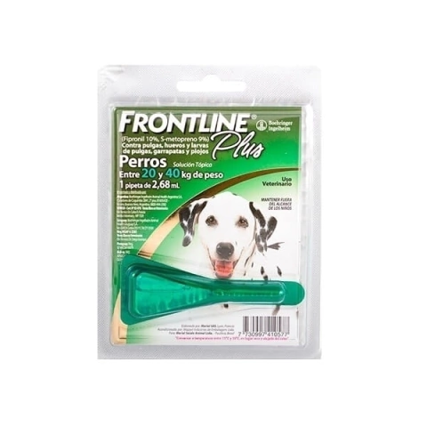 Anti pulgas y garrapatas para perro desde 20kg hasta 40kg en pipeta Frontline Plus