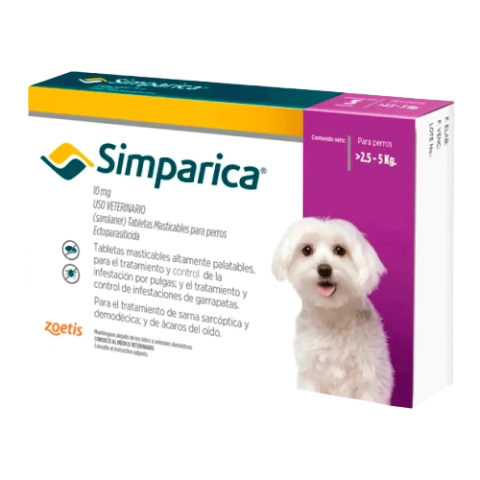 Antipulgas-Garrapatas Simparica de 2,5kg a 5kg $18.000 - comprar online
