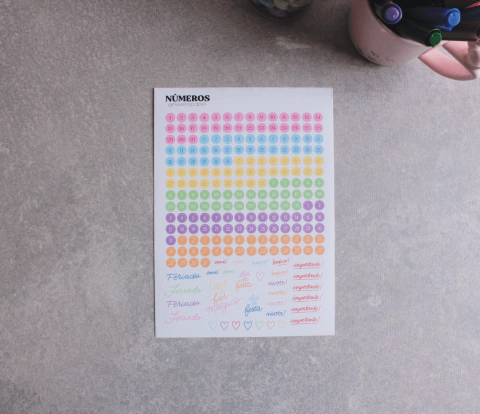 adesivos numeros bullet journal