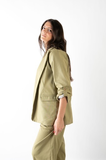 Blazer Belga de lino verde musgo thumbnail 3