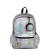 MOCHILA F6033 ESPALDA MARGARITA PLATEADA Y AQUA