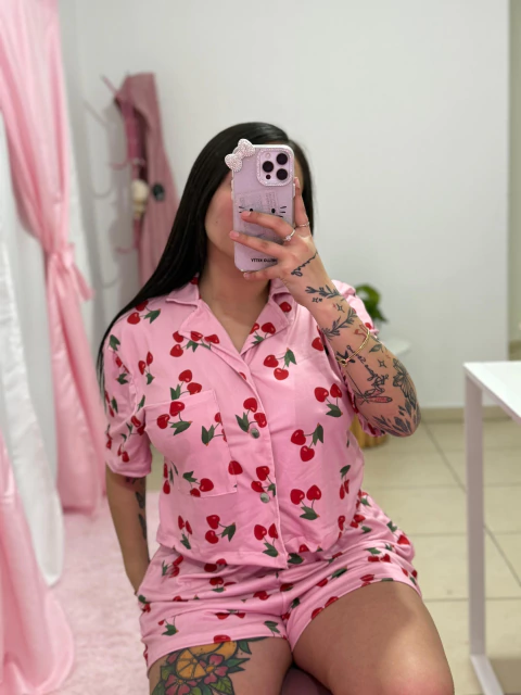 PIJAMA CAMISERO CEREZA - comprar online
