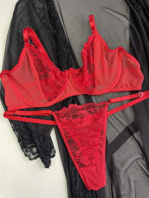 CONJUNTO ROJO PUNTILLA