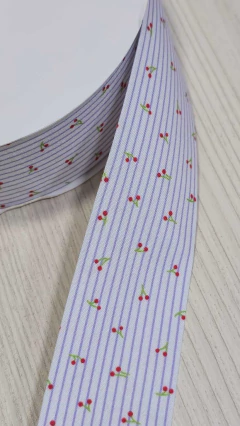 FITA DUPLA FACE LISTRADA MINI CEREJA ( 38MM ) - 1 METRO - Cris Fitas