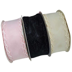 FITA ORGANZA COM BORDA TRABALHADA (38MM) - 1 METRO