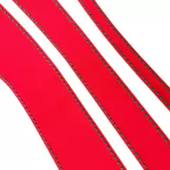 FITA PESPONTADA YAMA VERMELHA COM PESPONTO VERDE