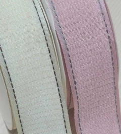 FITA TRABALHADA PESPONTO CINZA (38MM) - 1 METRO