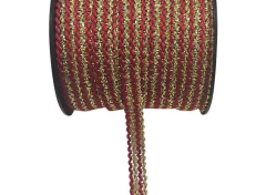 FITA PASSANAMARIA VERMELHO E DOURADO TRANCINHA ( 1.3 CM ) - Cris Fitas
