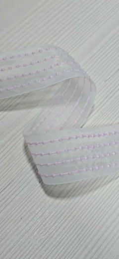 FITA ORGANZA PESPONTO POMPOM (38MM) - 1 METRO na internet