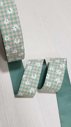 FITA IMPORTADA XADREZ COM FLORES (38MM) - 1 METRO - comprar online