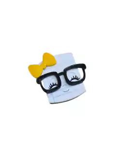 APLIQUE ACRILICO ESCOLAR CADERNO OCULOS AZUL - Cris Fitas