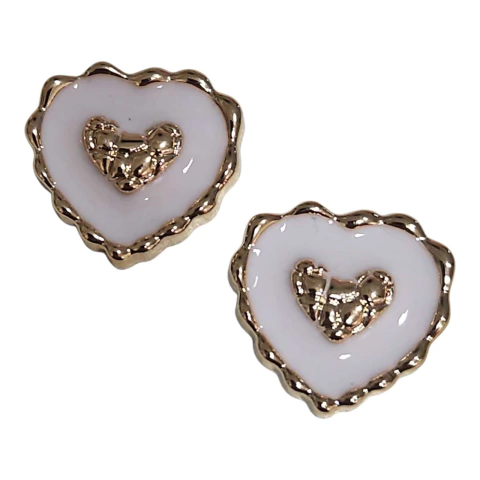 APLIQUE CHATON ABS CORACAO BRANCA - 1 UNIDADE