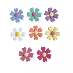 APLIQUE EMBORRACHADO FLOR PESPONTADA CORACAO - 2 UNIDADES