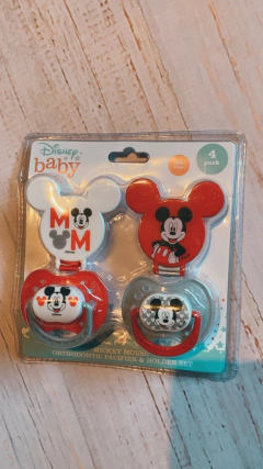 Pack x2 chupetes + porta chupetes mickey baby Disney - comprar online