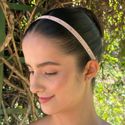 Faixa de veludo rosa claro com strass para bailarinas 