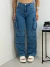 CALÇA WIDE LEG JEANS CARGO 2 BOLSOS na internet