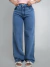 CALÇA WIDE LEG JEANS BÁSICA MARMORIZADA - loja online