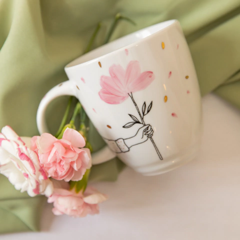 Caneca Coffee Shop Mão Flor