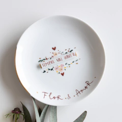 Prato decorativo 15cm flor e amor