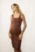 Vestido Ada Midi com Fenda - Marrom - comprar online