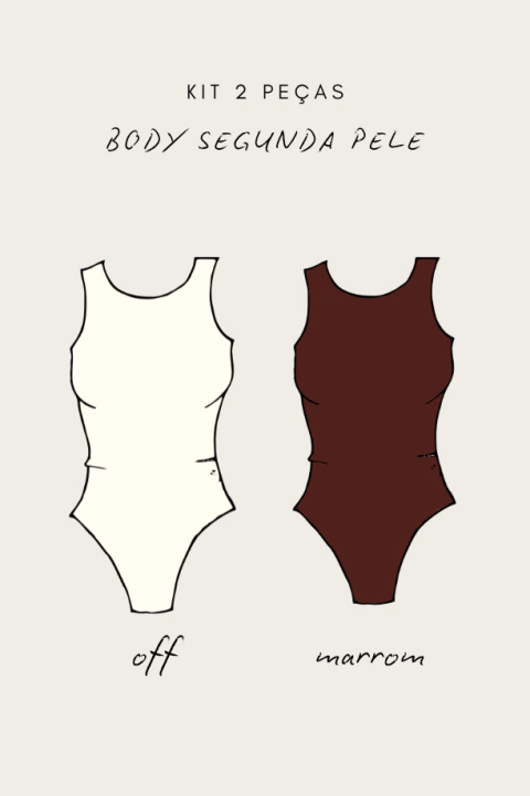 Kit Body Segunda Pele 2 peças (off-white e marrom) - comprar online