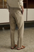 Pantalón Pinzado Beige 100% Lino - MANCINI