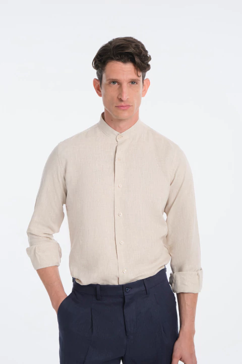CAMISA MAO 100% LINO BEIGE - comprar online