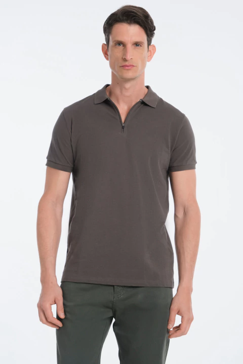 POLO GRIS CIERRE PREMIUM PIMA PERUANO - comprar online