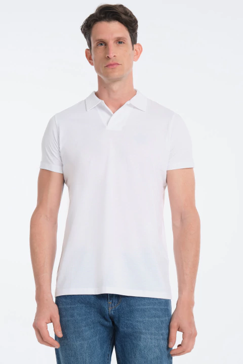 POLO BLANCA 1 BOTON PREMIUM PIMA PERUANO - comprar online