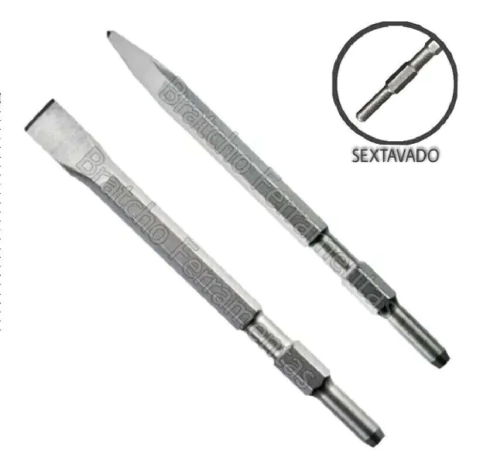 Kit Ponteiro E Talhadeira Sextavado 17x400mm Para Martelete