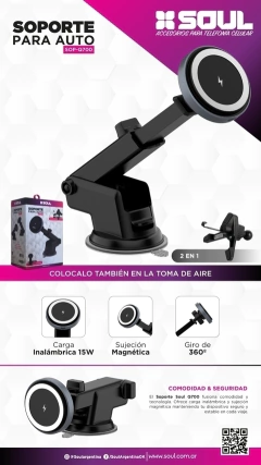 SOPORTE CELULAR CON CARG. MAGNETICA 15W Q700 SOUL - tienda online