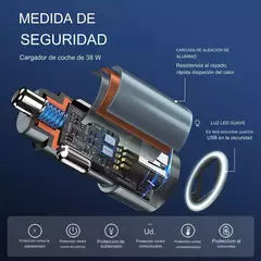 Cargador Auto Celular Doble (USB-C + USB-A) Carga Rápida 38w 3a CLD