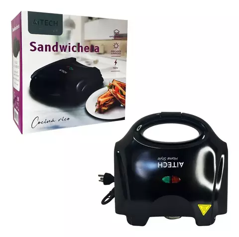 SANDWICHERA TOSTADORA ELECTRICA ANTIADHERENTE 750W AITECH COLOR NEGRO