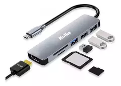 HUB USB C - KOLKE 6 EN 1 - CON PUERTOS HDMI \ USB 3.0 \SD \MICRO SD