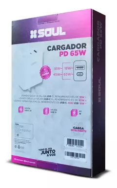 CARGADOR SOUL 65W USB A + C (IDEAL MACBOOK/NOTEBOOKS) - tienda online