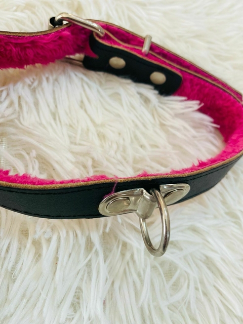 KUBIAK COLLAR DE CUERO CON PELUCHE FUCSIA - KS20360 - comprar online