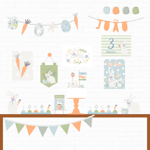 Festa Páscoa Coelhinhos Tons Pastéis a partir de: - comprar online