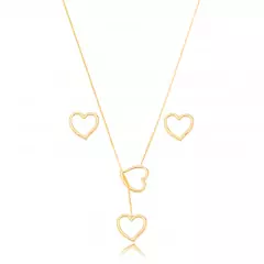 conjunto coração liso ouro