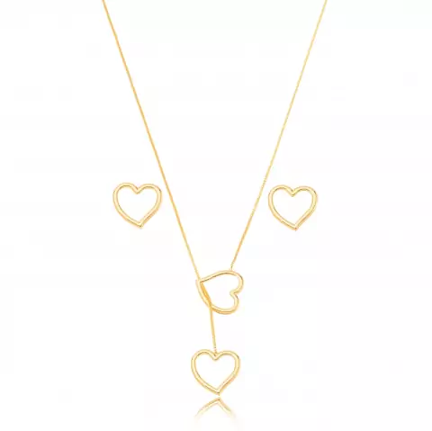 conjunto coração liso ouro