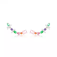 Ear cuff helena colors ródio branco