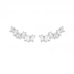 brinco retangular cristal ródio branco