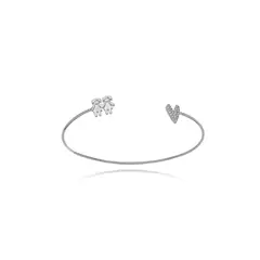 Bracelete Duas Meninas Coração Micro Zircônia - ródio branco - comprar online