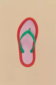 Chinelo Canoa verde/vermelho - farm apé na internet