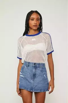 Saia De Jeans Curta Basic Com Puidos - ANIMALE JEANS - comprar online