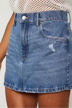 Saia De Jeans Curta Basic Com Puidos - ANIMALE JEANS na internet