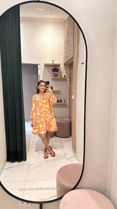 vestido pietra linho estampa laranja na internet