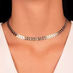 Choker escamas ródio branco - comprar online