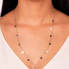 colar estrela ródio branco